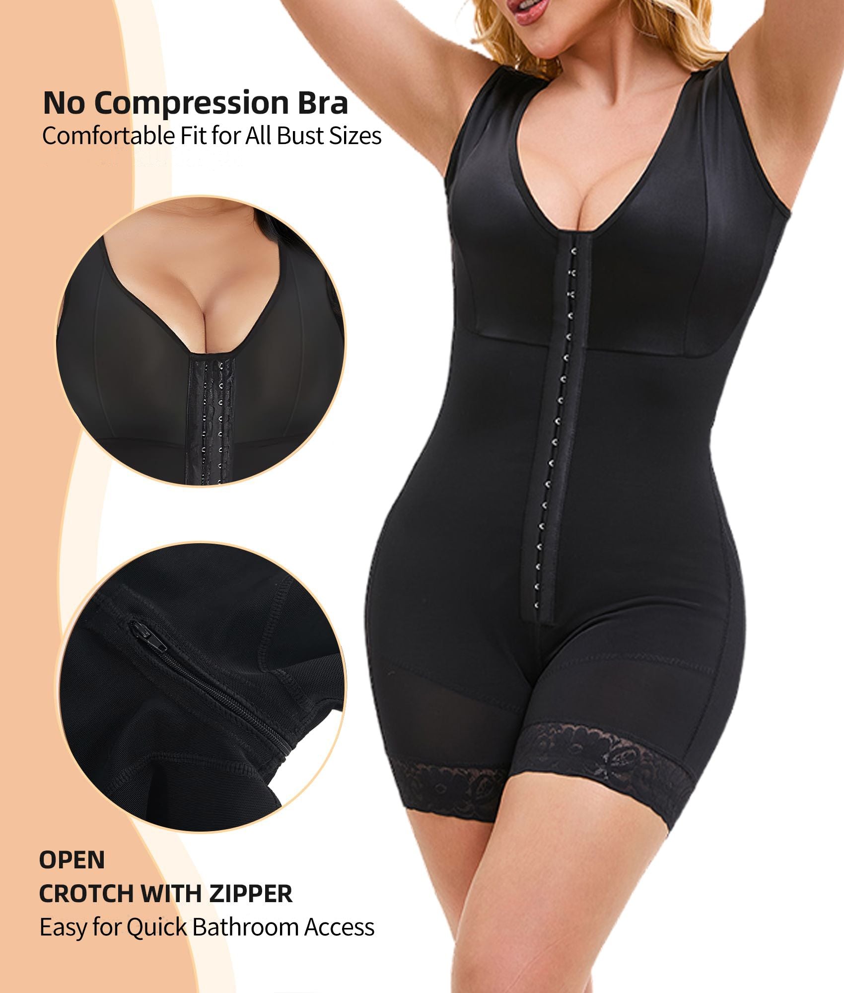Fajas Colombianas Shapewear for Women Tummy Control Post Surgery Full Body Shaper Butt Lifter with Zipper Crotch skimsbodysuits solleonnewfajascurve elegant figure fajas melibelt bodysuitfajashaper - JM Variety Store